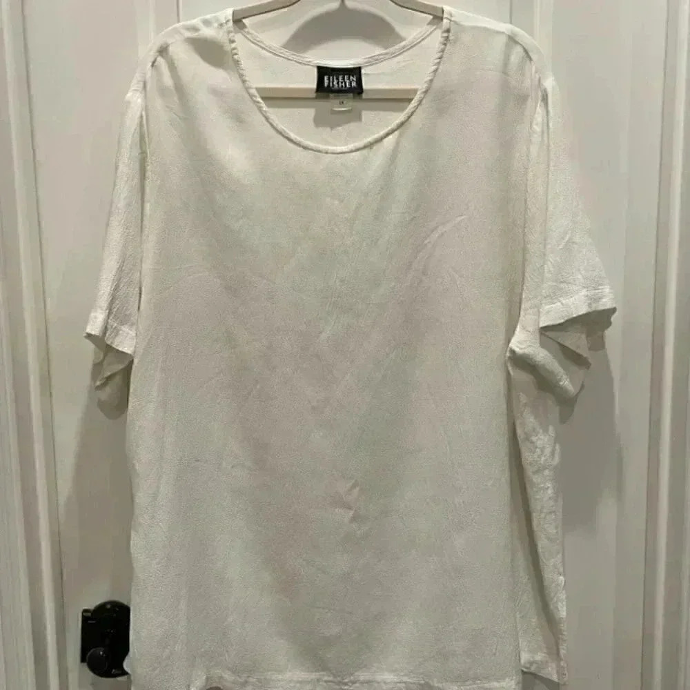 EILEEN FISHER WHITE BLOUSE SIZE XL PERFECT FOR SPRING/SUMMER